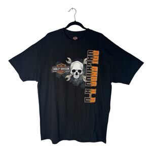 Harley-Davidson Shirt Mens X-Large Black Skull Wrench Orlando Florida Biker Tee